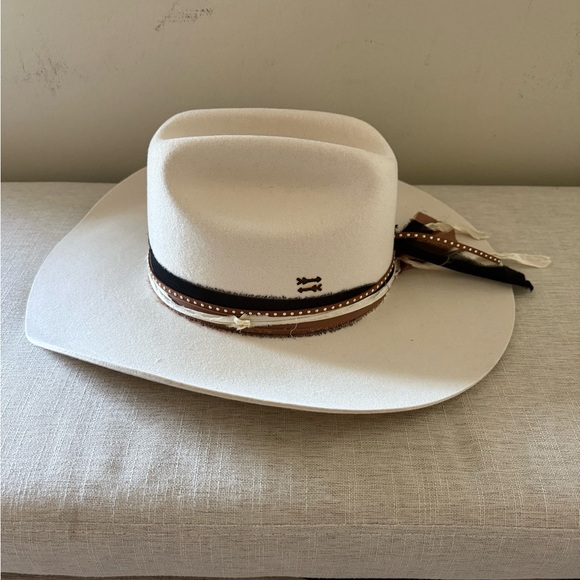 GIGI PIP Accessories - GIGI PIP Cream Western Hat with Brown & black Accents